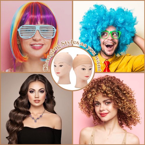 Mepase 200 Pcs Wig Caps Nylon Stocking Caps Bulk Elastic Thin Head Wig Accessories for Women Men Halloween Hair Decorations Brown and Light Brown