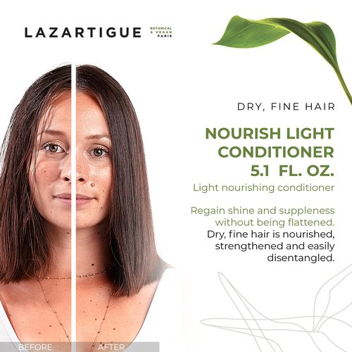 Lazartigue Nourish Light Conditioner, Botanical & Vegan, Silicone-Free, Soybean Oil Enriched, Lightweight Hydration for Dry, Fine Hair, Vegan, Sulfate & Silicone Free, 5.1 Fl Oz