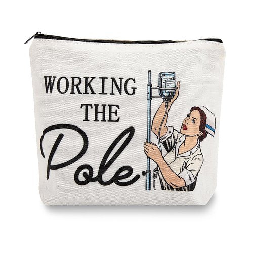 ANEETAFAN ER Nurse Gift,Nurse Gifts for Women Funny Makeup Bags,Working The Pole,Gifts for Nurses Pencil Makeup Pouch Bag with Zipper, Nurse Graduation Gift,Nurses Day Gift,RN Nursing Bag for Work