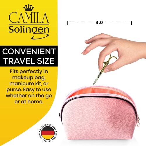 Camila Solingen CS01 Safety Tip Baby Nail Scissors for Manicure and Pedicure, Hypoallergenic Gold Grooming Scissors for Toddler Nail Care, Made of Stainless Steel in Solingen, Germany