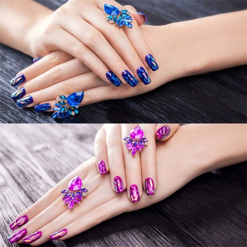 Maitys 40 Pieces Glass Paper Nail Design Sticker Decal Iridescent Shinning Reflective Mirror Design Broken Glass Nail Stickers 20 Colors