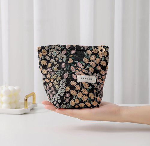 getgto 2 Pcs Makeup Bags, Large Cosmetic Bag Travel Toiletry Bag Organizer for Women, Embroidery Craft, Floral Makeup Bag Small Cosmetic Pouch Purse with Zipper Gifts for Girls Teen