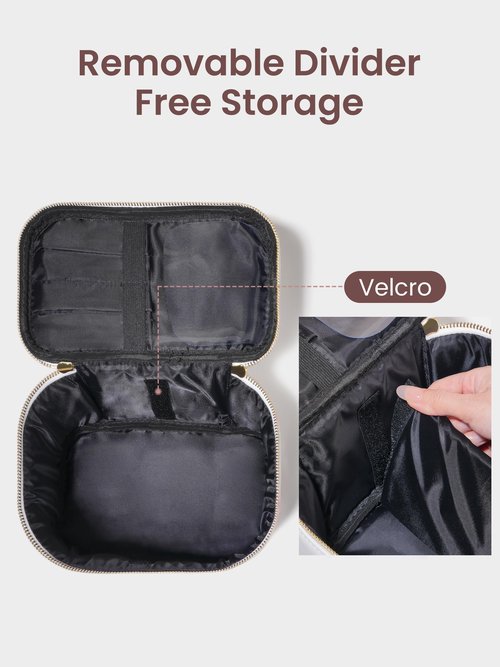 ROWNYEON Makeup Bag for Women,Large Capacity Floral Travel Cosmetic Bag, Makeup Organizer,Waterproof Leather Portable Toiletry Bag for Women, Travel Essentials Case