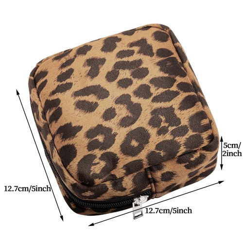 AGBIADD Fabric Leopard Print Makeup Bag Travel Cosmetic Case Soft Toiletry Bag with Zipper, Portable Make Up Organizer Traveling Compact Car Bag for Essentials (Brown)