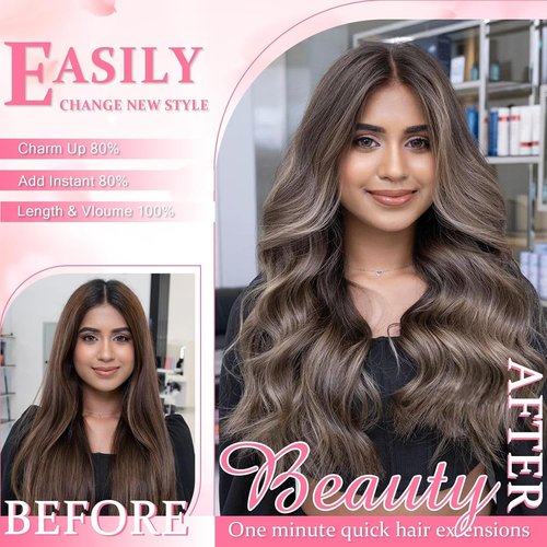 Aison Dark Brown Clip in Hair Extensions Real Human Hair 70G 100% Remy Human Hair Soft Silky Straight for Women 15 Inches 7pcs 16clips