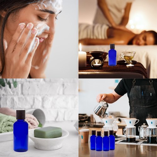 Cornucopia Brands 4oz Empty Cobalt Blue Plastic Squeeze Bottles with Disc Top Flip Cap (Pack of 6) BPA-Free Containers For Shampoo, Lotions, Liquid Body Soap, Creams