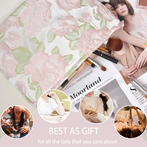 KeYaMee Make Up Bag Cosmetic Bags for Travel Women Corduroy Organizer Pouch Toiletry Bags with Zipper Large Capacity Gift for Girls Mom 22 pink