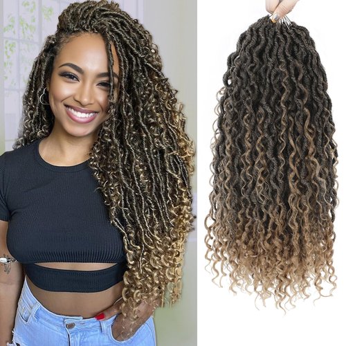 Callia Goddess Locs Crochet Hair 18 Inch 8 Packs Faux Locs Crochet Hair for Black Women Pre Looped Crochet Goddess Locs with Curly Ends T27