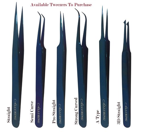 Alluring TITANIUM BLUE Tweezers for Eyelash Extension for Volume Lashes 3D, 5D & 6D lashes - PRO STRAIGHT TWEEZERS
