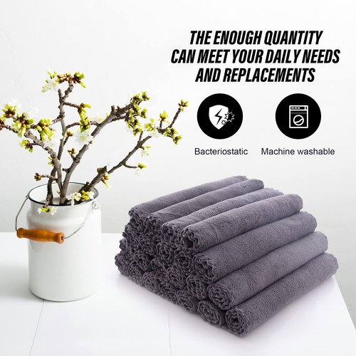 MOONQUEEN Ultra Soft Premium Washcloths Set - 12 x 12 inches - 72 Pack - Quick Drying - Highly Absorbent Coral Velvet Bathroom Wash Clothes (Grey)