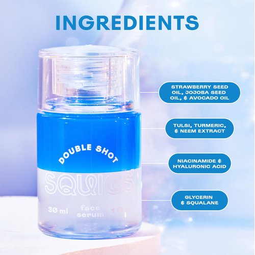 Squigs Bi-Phase Hyaluronic Acid Serum for Face - Ayurvedic Hydrating Face Serum with Niacinamide, Squalane & Turmeric for Moisturized, Glowing Skin - Vegan, Clean Beauty & Paraben Free - 1 FL OZ