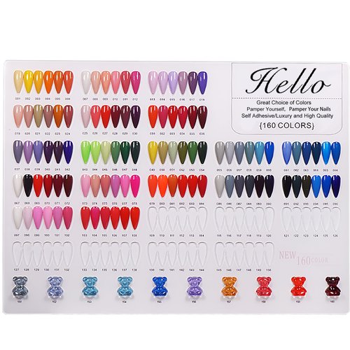 Acycoin2A Acrylic Nail Polish Color Display Board Book Nail Design Chart with 2 Styles Nail Tips Card Board Salon Showing Shelf (160 Colors)