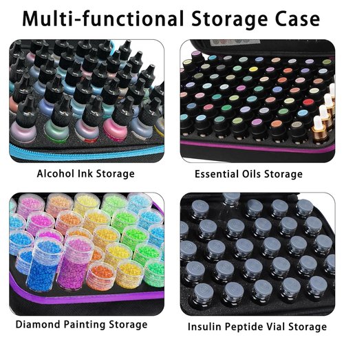 DHXYZZB Essential Oils Carrying Case Holds, 70 Bottles 5ml, 10ml, 15ml Bottles Storage Organizer Bag Hard Shell EVA, Essential Oil Bag with Labels & Bottle Opener & Plastic Droppers (Blue)