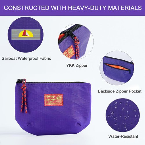 Rough Enough Small Cosmetic Bag for Purse Travel Makeup Bag for Women Girls with Zipper Toiletry Pouch Case Organizer Essentials Accessories Purple