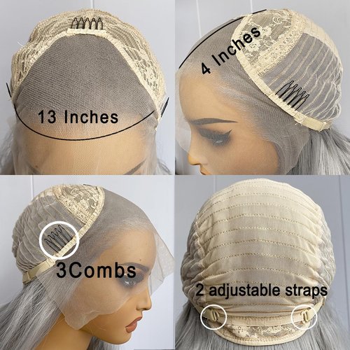 RONGDUOYI Ash Blonde Synthetic Lace Front Wigs for Women Grayish Blonde Long Loose Curly Wig Heat Resistant Fiber Hair 13x4 Frontal Lace Natural Hairline Daily Use Cosplay Wig
