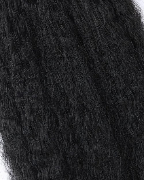 Kerriana Kinky Straight Closure 100% Human Hair 14 Inch Transparent 4x4 Closure Light Yaki Natural Black Color For Women