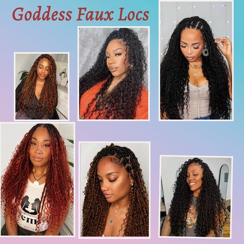 9 Packs Crochet Hair 24Inch Goddess Locs with Curly Ends Long Bohemian River Pre Looped Crochet Hair for Black Women(24inch,1B)