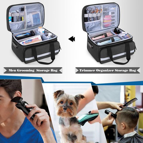 CURMIO Hair Clipper Carrying Case, Hair Cutting Supplies Bag Compatible with Ufree/Brightup/Wahl/KIKIDO/Novah/Hatteker/Andis and Most Standard Hair Trimmer, Bag Only, Black