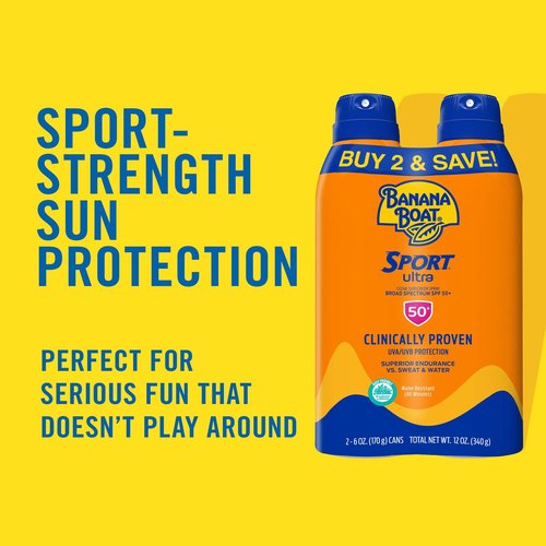 Banana Boat Ultra Sport Reef Friendly Sunscreen Spray, Broad Spectrum SPF 50 & 30, 6 Oz (Pack of 2), Sport Ultra SPF 30 Sunscreen Spray