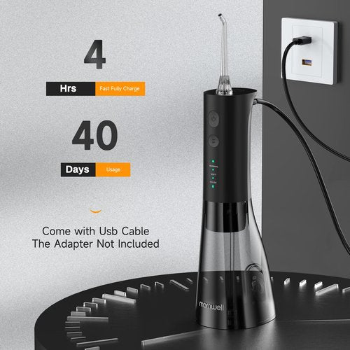 Water Flossers for Teeth, 300ML Cordless Water Flosser, Mornwell 3s Pressure Crescendo Oral Irrigator, Professional Rechargeable Portable Water Flosser