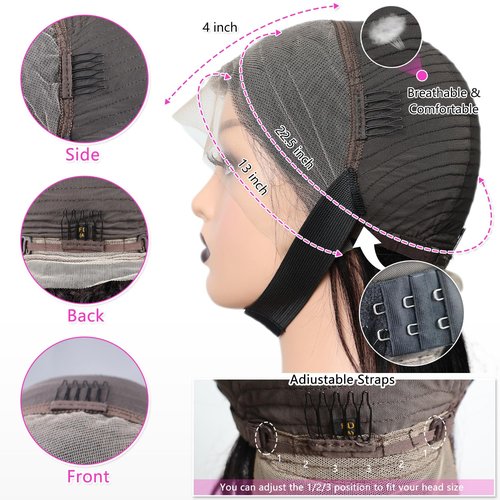 Youngirl Straight Bob Wig Human Hair 14 Inch 13x4 HD Lace Front Wigs for Black Women Glueless Short Bob Lace Frontal Wig Human Hair Pre Plucked 150% Density Natural Black
