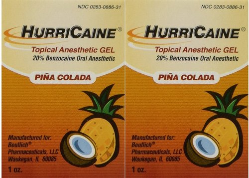 Yeegfeyuu Beutlich LP Pharmaceuticals Hurricaine Topical Anesthetic Gel, Pina Colada, 1 Ounce- Pack of 2