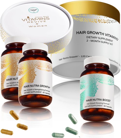 VITAMINS REVIVE Hair Supplement Hair Growth Vitamins for Women - USA Clinically Tested - Hair Loss Products for Thinning & Thickening - Female Hair Regrowth Treatment (2 Month Supply)