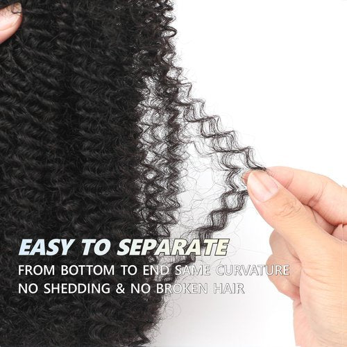 YuDragonFt Afro Kinkys Bulk Human Hair 20-Inch 30g/bundle Natural Black Kinky-Curly Bulk Hair for Dreadlock Extensions Microloc Loc Repair Twist Braids - Bleachable and Dyable (1 B, 20 Inch)