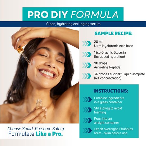 Skin Perfection Leucidal Liquid Complete - Ideal Water Based Moisturizer & Lotion Making Supplies - Natural Preservative Alternative with Root Ferment Filtrate, Lactobacillus & Coconut Fruit Extract