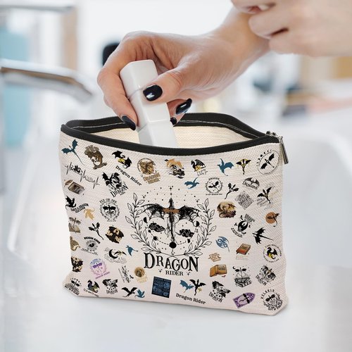 VeloKomo 4th Wing Cosmetic Bags - Fantasy Book Merch Makeup Bag for Dragon Lovers Fans Bookish Gifts Decor Personalized Zipper Small Toiletry Pouch for Girls Women Graduation Birthday Party Travel