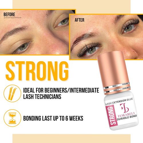Forabeli Strong Lash Extension Glue, 2–3 Sec Dry, 6 Week Retention, Seamless Integration, Fast-Dry Professional Eyelash Extension Glue, Lash Adhesive for Eyelash Extensions