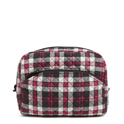 Vera Bradley Women's Cotton Large Cosmetic Makeup Organizer Bag, Fireplace Plaid, One Size