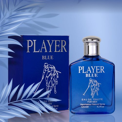 NovoGlow Player Blue for Men - 4.2 Fl Oz Eau De Parfum Spray for Men - Long-Lasting Citrusy Herbal & Woody Fragrances Smell Fresh All Day Long Gift for Men on All Occasions