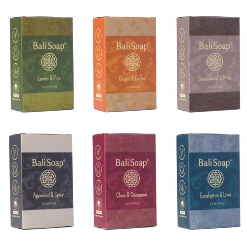 Bali Soap Masculine Collection – Handmade in Bali Cold Process Bar Soap for Men – Wood & Spice Scents with Natural Oils, Vegan 6-Pack