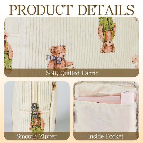 AMZMA Small Pouches for Purse Cute Mini Cosmetic Bag with Zipper Aesthetic Corduroy Makeup Bags Toiletry Bag