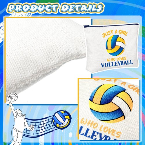 Seenelling 56 Pcs Volleyball Stuff Inspirational Gifts for Players Teams Cosmetic Bag Women Hair Ties Sport Lovers Gifts for Birthday Sport Party Favors