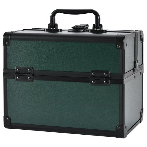 GALHUBIS Makeup Train Case, Portable Makeup Case with Mirror, 2-Trays Cosmetic Organizer Case,Nail Polish Organizer, Travel Makeup Box, Profesional for Salon Barber, Green