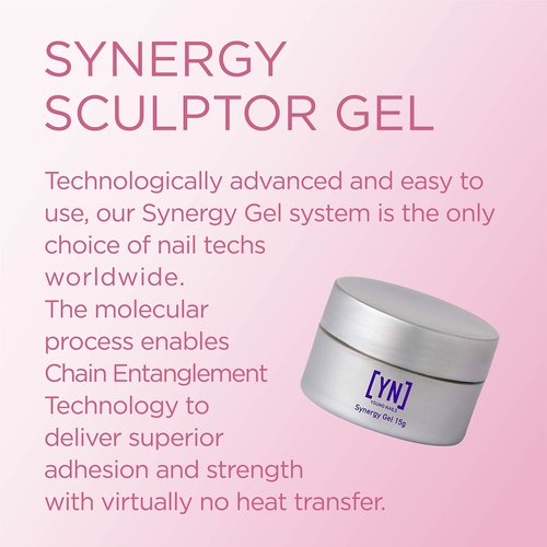 Young Nails Synergy Gel System, Building Gel - Hard Builder Gel, Superior Adhesion & Strength, Structured Nail Gel Builder - Sculptor Gel, Clear, 15g