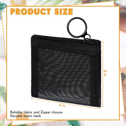 Jexine 30 Pieces Mini Zipper Mesh Bags Nylon Small Zipper Pouch Mini Pouch Portable Beauty Purse Mesh Coin Purse for Travel Home Keychain Holder Makeup Cosmetic Storage(4 x 3 Inches,Black)