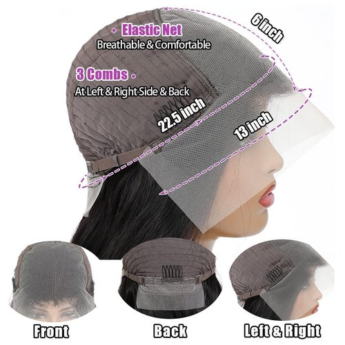 BEEKERKER 13x6 Deep Wave Lace Front Wigs Human Hair 220 Density HD Transparent Pre Plucked Deep Curly Frontal Wigs Human Hair for Women Natural Black 22 Inch