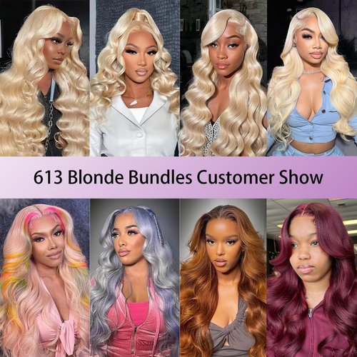 613 Blonde Bundles Human Hair Body Wave Single Bundle 18 Inch 12A Grade 100% Unprocessed Human Hair Brazilian Virgin Hair Weave 613 Body Wave Bundles Machine Double Weft 100G