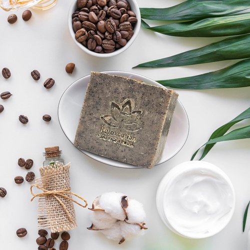 Relaxcation Handmade Coffee Scrub Soap Bar – Natural Exfoliating Soap with Fresh Ground Coffee, Cocoa Butter & Latte Aroma – Cold Process Body Scrub Bar - (5 bars)