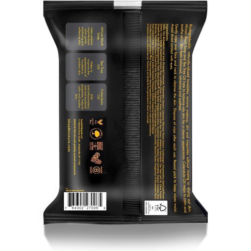 Shea Moisture Makeup Remover Face Wipes, African Black Soap, With Tea Tree Oil & Calendula, Removes Makeup & Dirt to Clarify Oily Blemish Prone Skin, Pack of 2, 30 Wipes Per Pack
