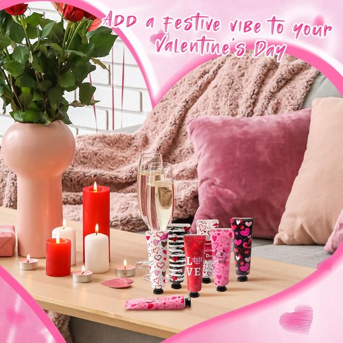 Siifert 36 Pcs 12 Pcs Valentine‘s Day Hand Cream Gift Set Love Heart Moisturizing Hand Lotion Bulk Small Dry Cracked Care Cream Valentine Gifts for Woman Men Teacher Nurse Coworker, 30 ml