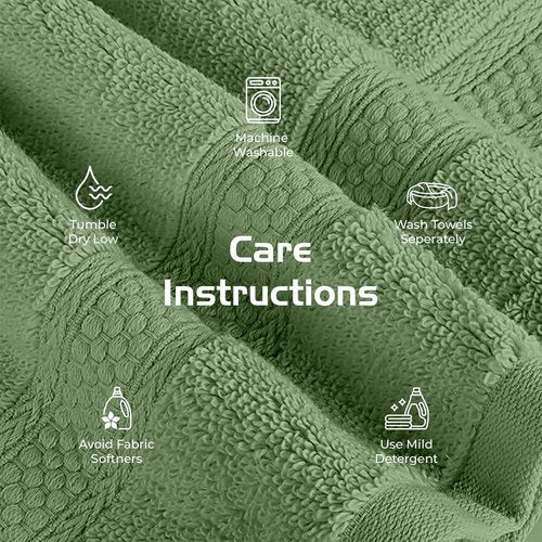 RIVERSIDE 12 Pack Premium 100% Cotton Face Washcloths, 550 GSM, 12 x 12 Inches, Soft, Absorbent Towels for Body & Shower, Bathroom Wash Clothes, Durable Face Towels Set for Spa, Gym, Sage Green
