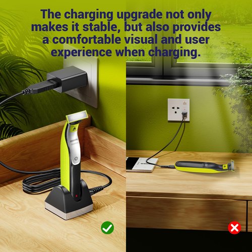 Charger Dock Compatible with Philips Norelco Oneblade QP2630 QP2530 HQ850,8V Charging Base Stand for Norelco One Blade 360 Power Cord Adapter Supply Black