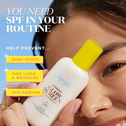 Supergoop! Glowscreen Soft-Radiance Drops Mineral SPF 40 - Sunrise - 1.7 oz - Visibly Illuminates, Smooths, Evens Skin & Blurs Pores Instantly - All Skin Types
