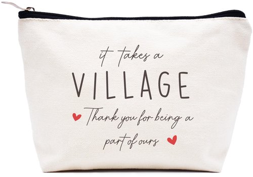 LIBIHUA Coworkers Employee Bosses Teacher Appreciation Gifts Child Care Worker Baby sitter Neighbor Present Makeup Bag Cosmetic Bag Travel Pouch It Takes a Village Thank You for Being a Part of Ours