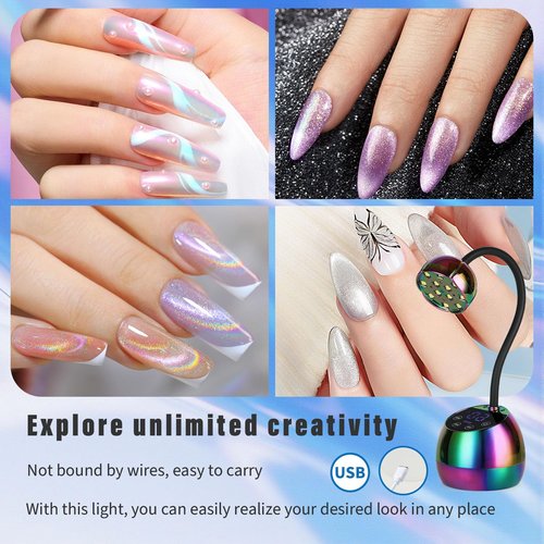 PHAIN U V LED Nail Lamp - 36W Mini Cordless Flash Cure Lamp for Gel x Nails,Gooseneck Portable Gel Nail U V Light Nail Dryer Auto Sensor with 3 Timers and LCD Display for Home DIY
