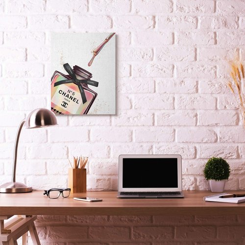 Stupell Industries Makeup Nail Polish Brush Rainbow Drip Fashion Design Canvas Wall Art, Multi-Color